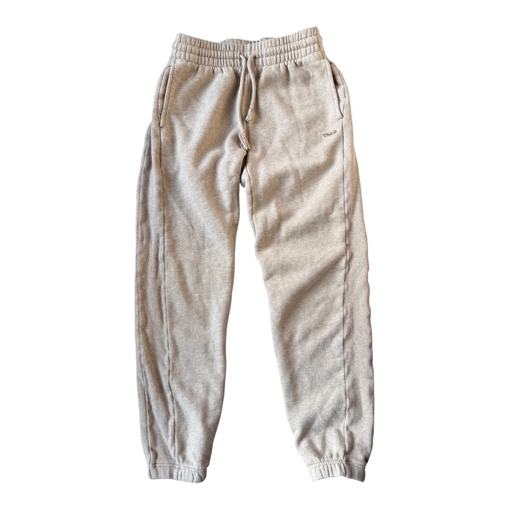 TNA Cozy Fleece Boyfriend Sweatpants Light Heather Oatmeal 2XS Rare Color Soft